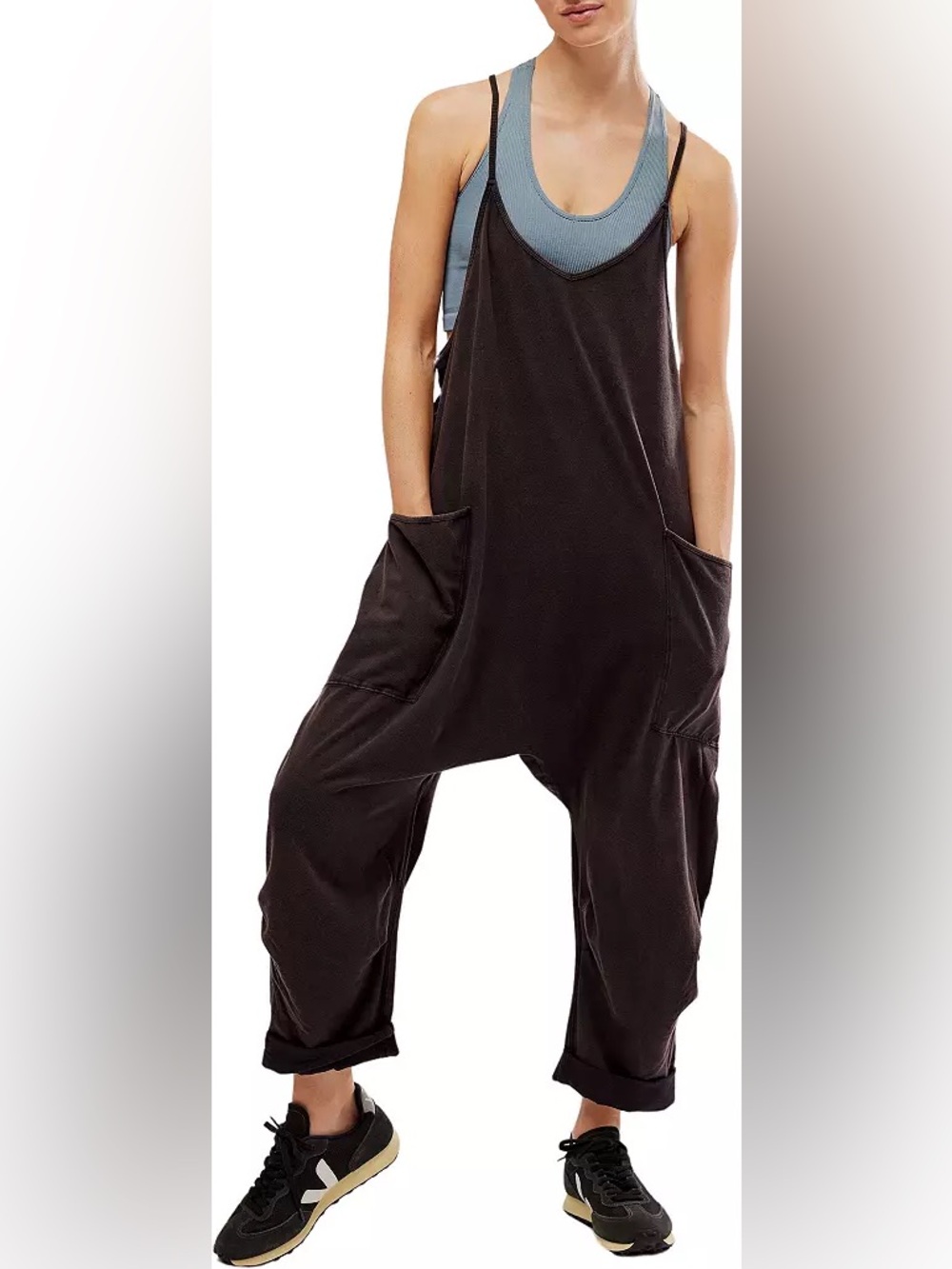 Free People Hot Shot Onesie Washed Black Size Medium